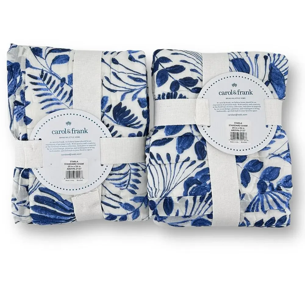 Carol & Frank Starla Chinoiserie Floral Kantha Stitch Standard Pillow Sham Set
